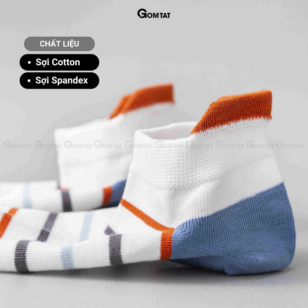 Set 5 đôi tất vớ nam cổ ngắn GOMTAT cao cấp, chất liệu cotton kháng khuẩn cực tốt khử mùi hôi chân - HANA-PO-3035-CB5