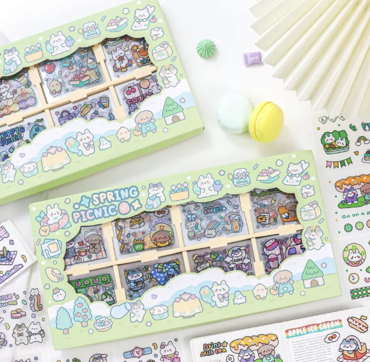 Sticker hộp 200 tấm hình dán dễ thương Spring Picnic