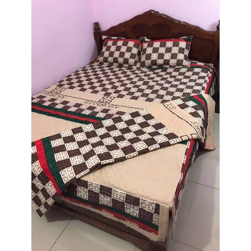 Bộ chăn ga gối 5 món ga phủ trần bông đủ các kích thước từ 1M6 đến 2M2