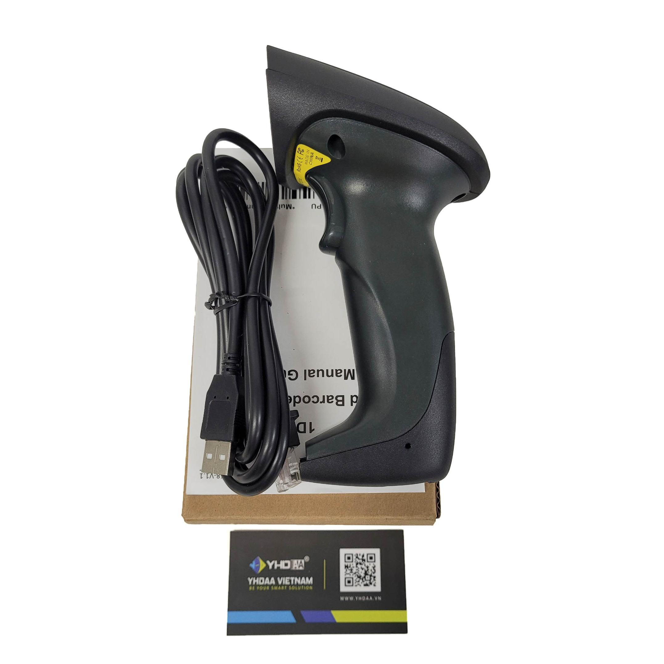 Máy quét mã vạch có dây YHD 1200C 1D đọc mã vạch Barcode dùng dây trực tiếp cắm cổng USB Máy tính, Laptop - Hàng Nhập Khẩu