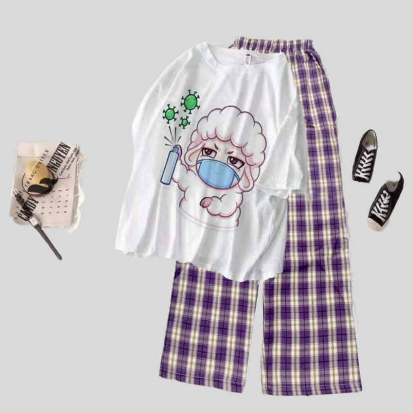 Sét Bộ Nữ SS25, Sét Đồ Nữ Đi Chơi Đẹp In Cô Bé Y Tế, Sét Áo Vải Cotton