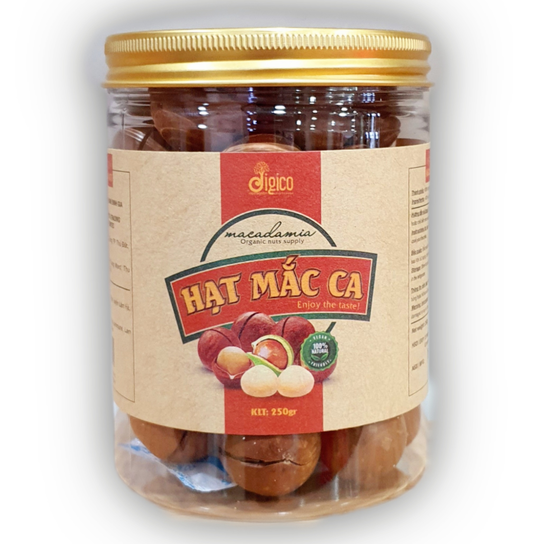 Hạt mắc ca sấy nứt vỏ thơm ngon - hộp 250gr