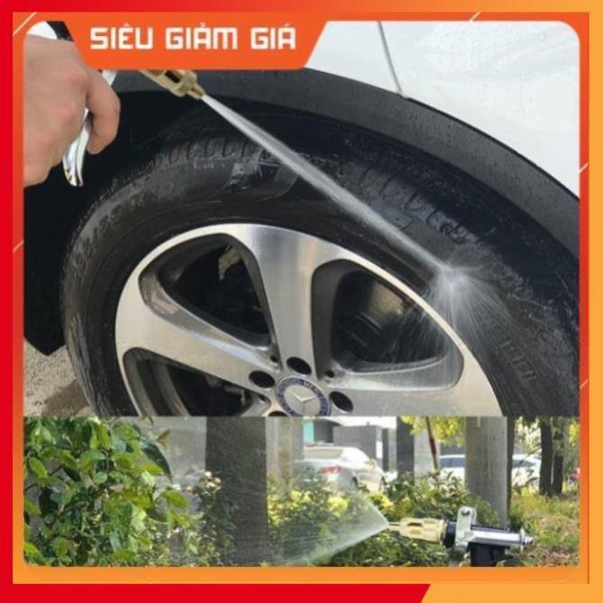 Bộ dây vòi xịt nước rửa xe, tưới cây, tăng áp 3 lần, loại 3m, 5m 206236 đầu đồng,cút,nối nhựa vàng+ tặng đai