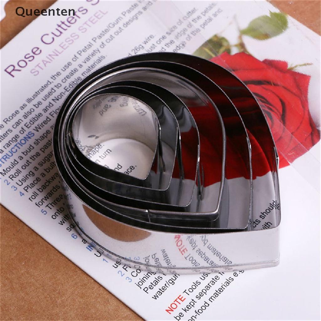 Queenten 6PCS/Set Rose Petal Mold for Cake Decor Fondant Sugarcraft Cutters Tools Mould QT