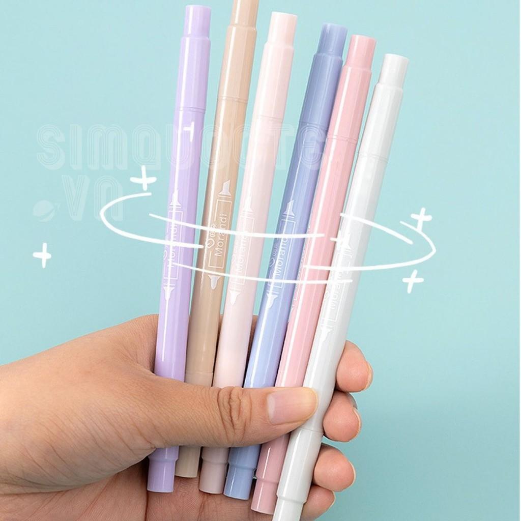 Bộ 6 bút highlight bút ghi nhớ có 2 đầu màu pastel dễ thương ST189