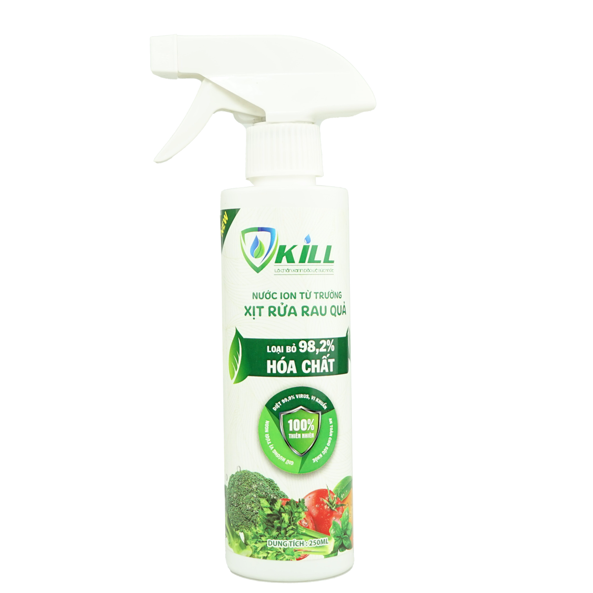 Nước xịt rửa rau củ quả Vkill 250ml Khử trùng khử khuẩn nhanh với ion từ tường mang lại bữa cơm sạch và lành mạnh