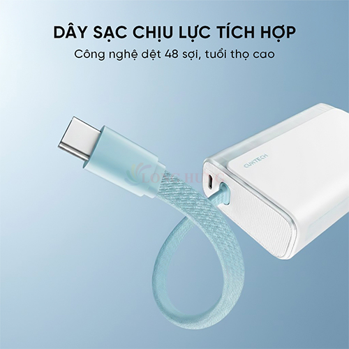 Sạc dự phòng Cuktech Built-in USB-C Cable 1Type-C 33W 10000mAh CP133L LPB100 - Hàng chính hãng