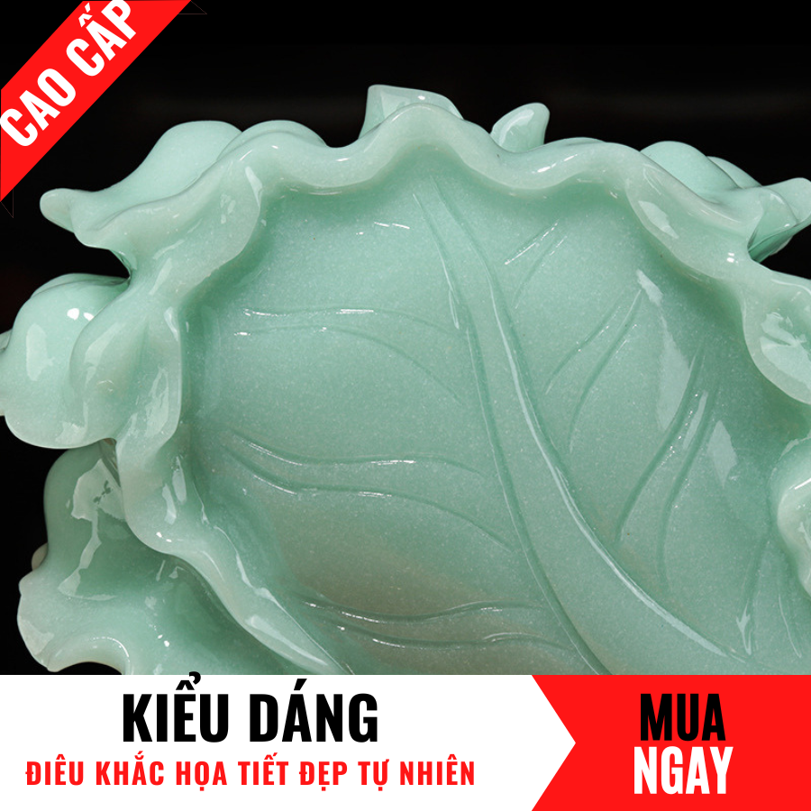 Bắp Cải Trang Trí Phong Thủy Bằng Đá Băng Ngọc Cao 28cm