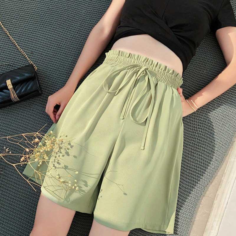 Quần Đùi Thể Thao Nữ Quần Ống Rộng Lưng Cao Quần Lửng Ống Rộng