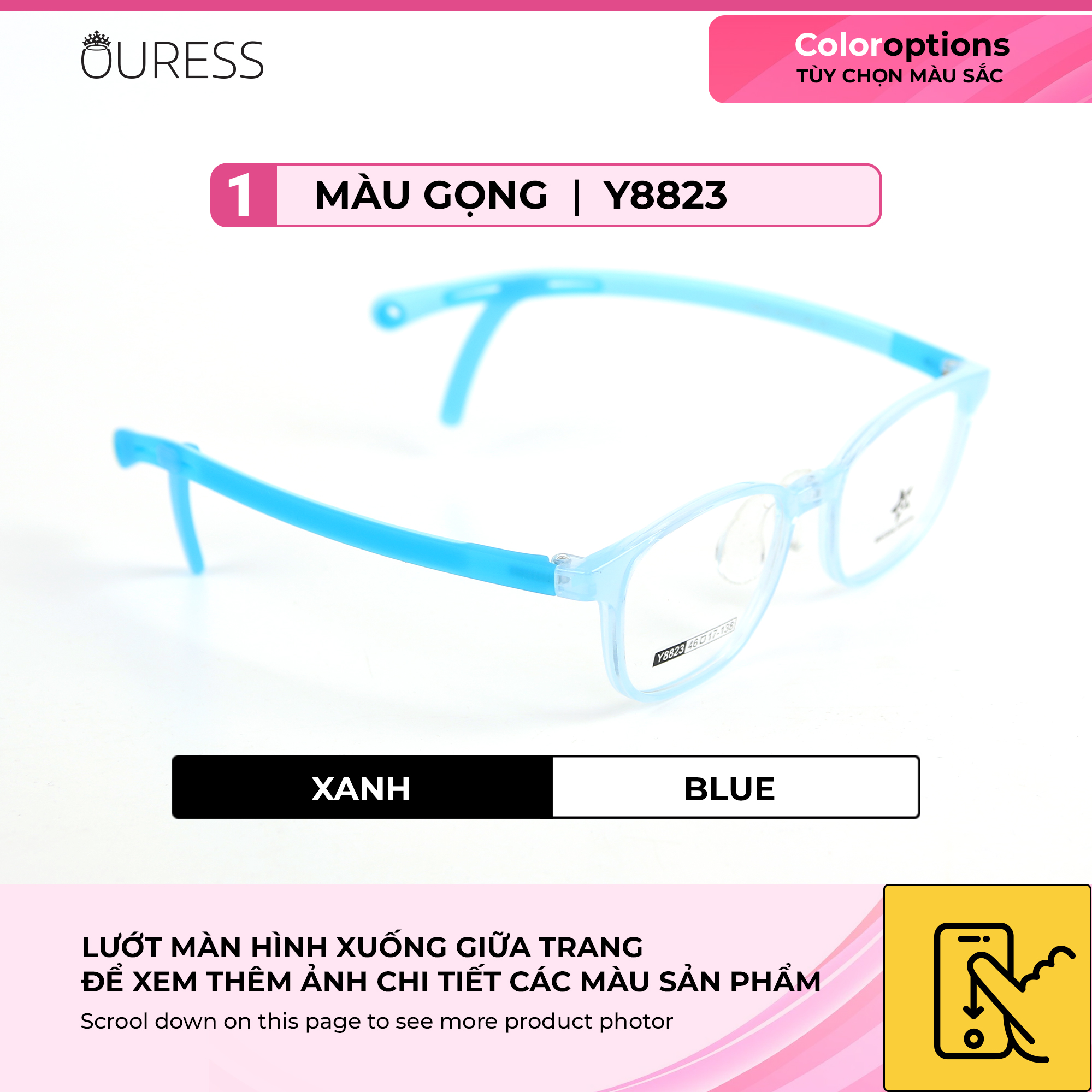 Gọng kính nhựa thời trang trẻ em unisex siêu nhẹ siêu bền OURESS Y8823