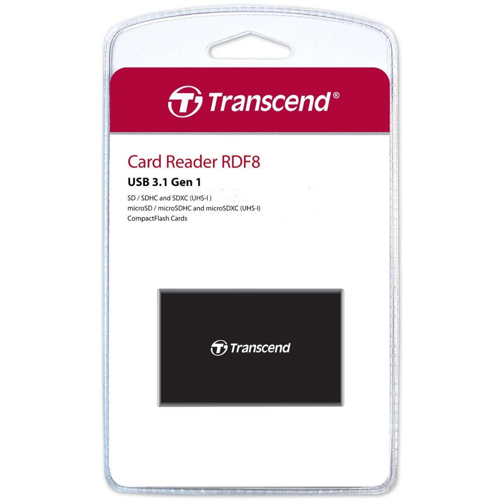 Đầu đọc thẻ 3.1 Transcend RDF8 Multi Card Reader - hỗ trợ 3 khe MicroSD/SD/CF (Đen)