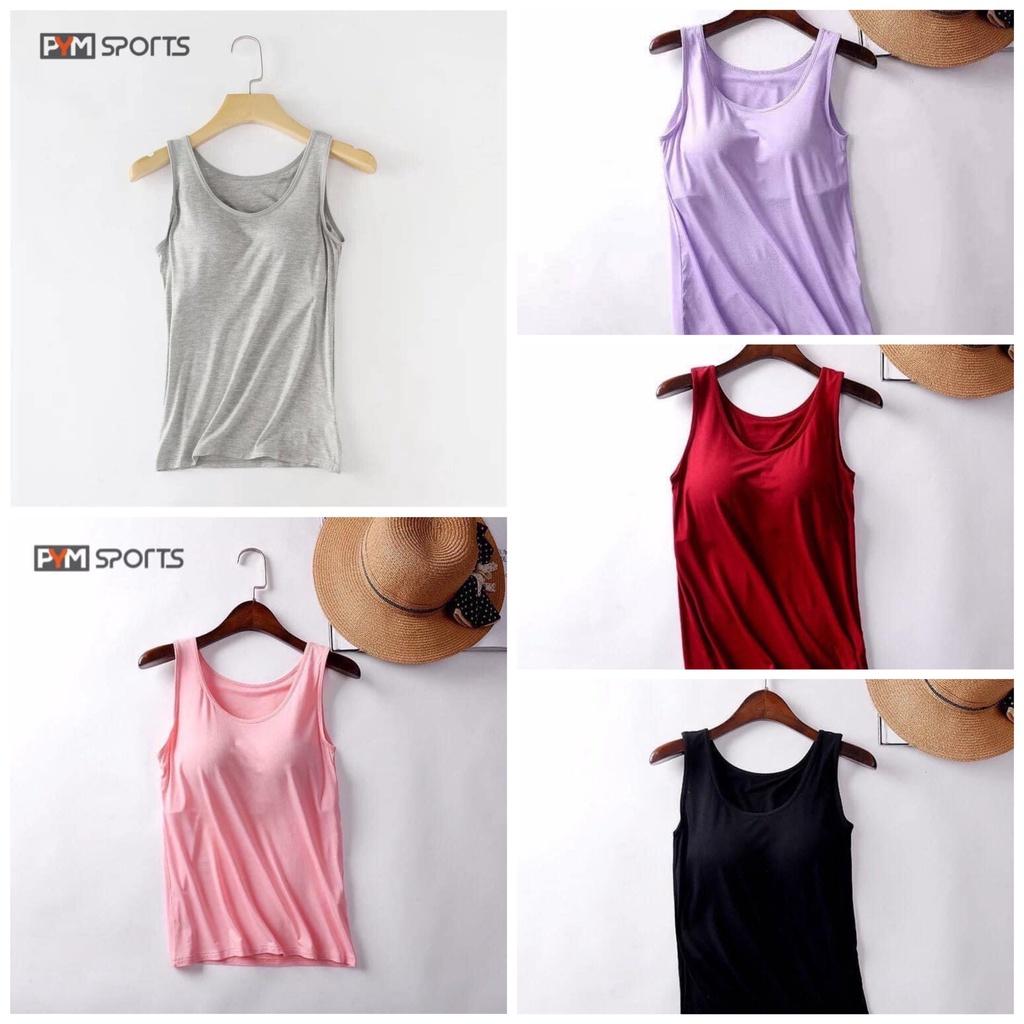 Áo yoga cotton 2 lớp, liền bra PYM SPOT thoáng mát, thoải má