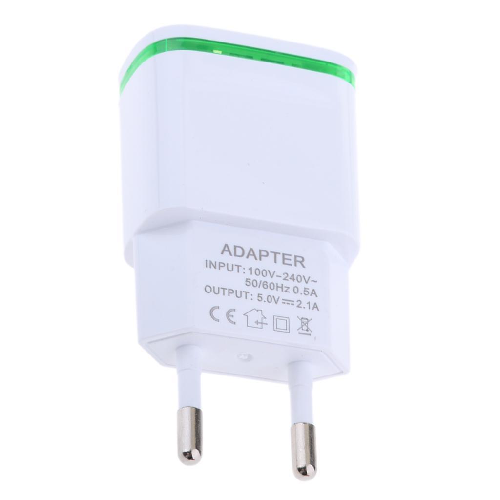2.1A 2Port USB Travel Home Wall Power Adapter Charger LED Portable EU