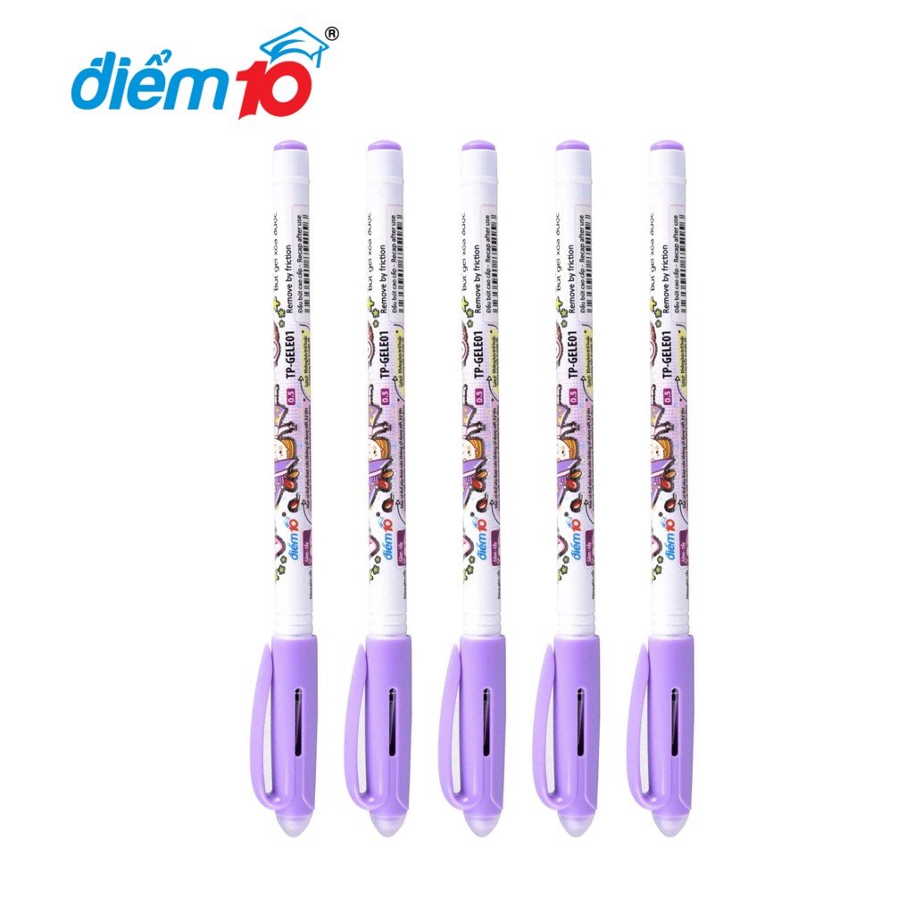 Combo 5 cây bút nước - bút gel xóa được Thiên Long - Gel E01 màu tím