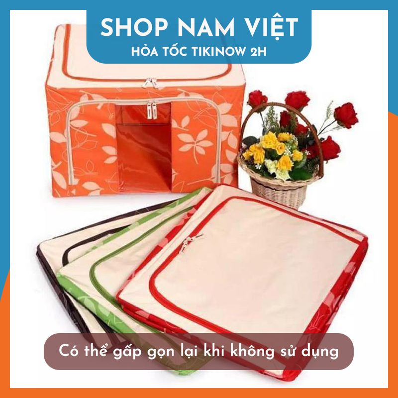 Hộp Vải Đa Năng Gấp Gọn Có Khung Thép Nhiều Hoa Văn - Chính Hãng NAVIVU