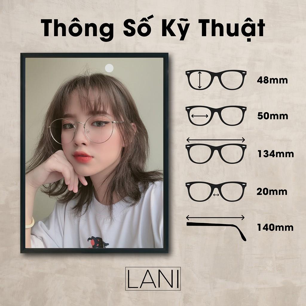 Gọng kính cận nam nữ LANI tròn to vintage kim loại nhiều màu thời trang 2297