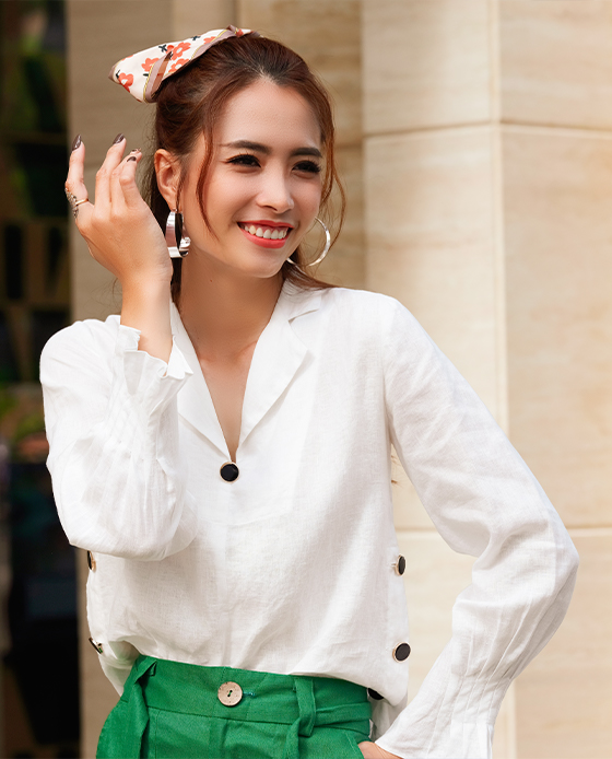 Áo Cổ Ve Linen Vinca TOP148 Thời trang thiết kế Hity