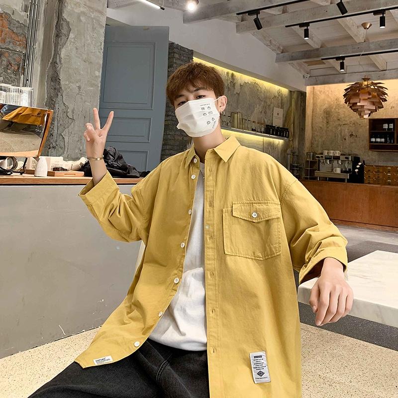 Áo Sơ Mi Ngắn Tay Form Rộng Trơn Màu Thời Trang Mùa Hè Dành Cho Nam