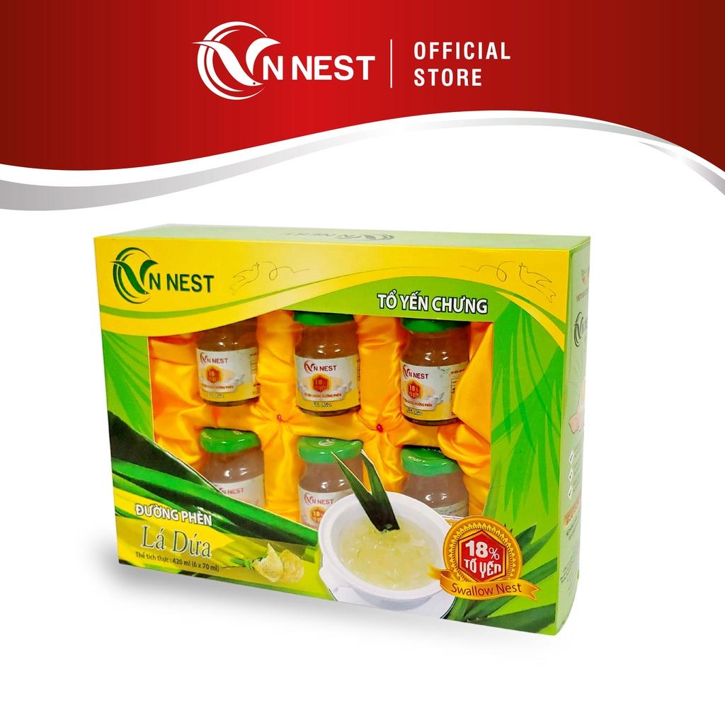 Yến Chưng Sẵn Đường Phèn Hương Lá Dứa 18% (Lốc 6 Lọ x 70ml) - Vnnest