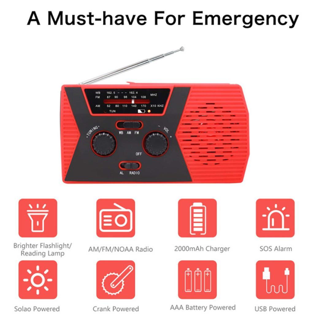 Multi-functional Solar Hand Crank  Weather Radio Flashlight Green