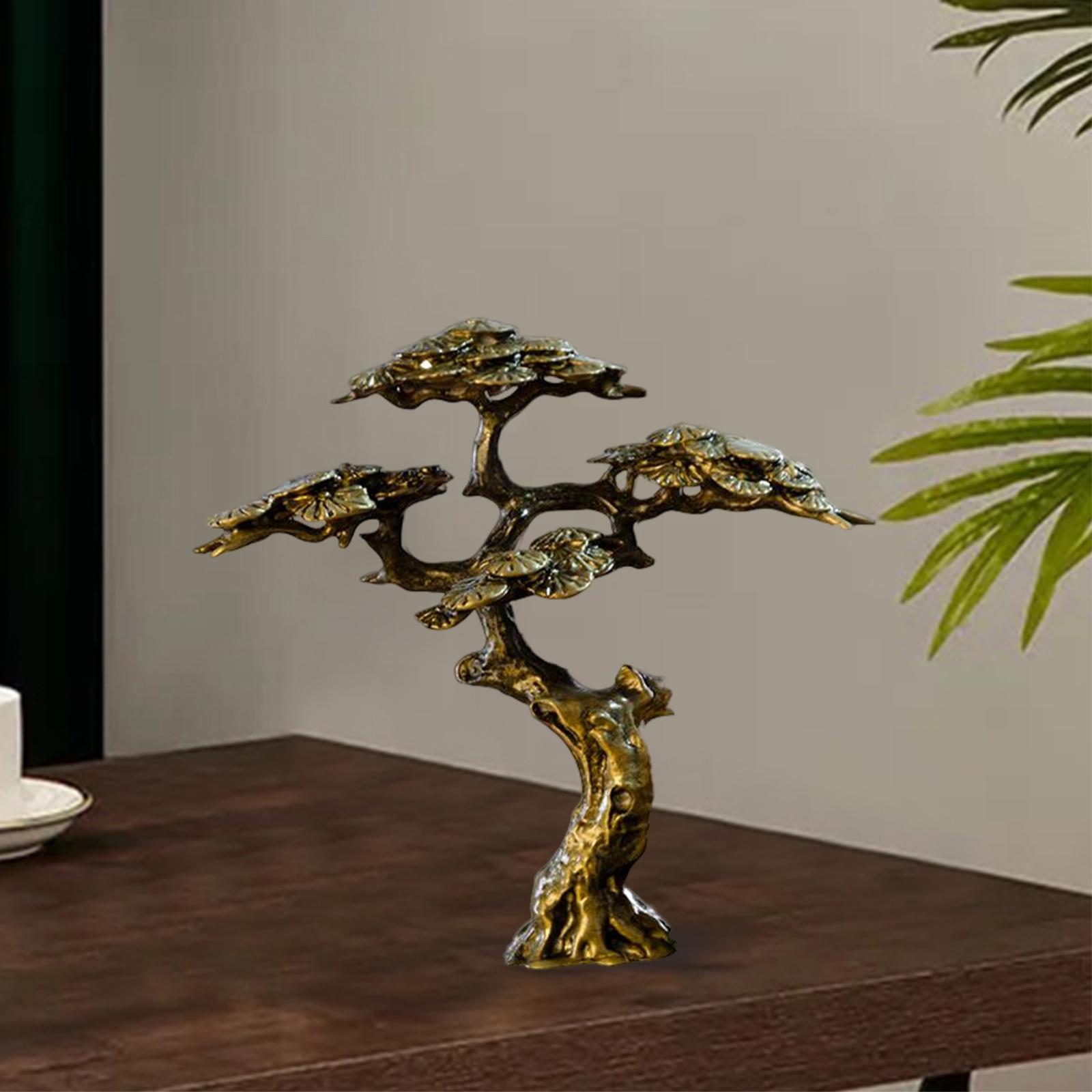 Antique Tree Statue Miniature Figurine Copper for Lawn Table Home Decoration