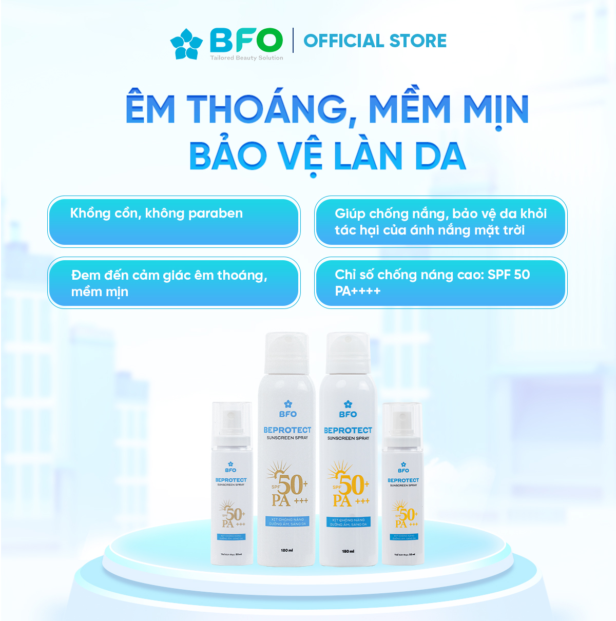 Xịt Chống Nắng Bảo Vệ Hoàn Hảo Dưỡng Da Nâng Tone Beprotect SPF 50 PA++++