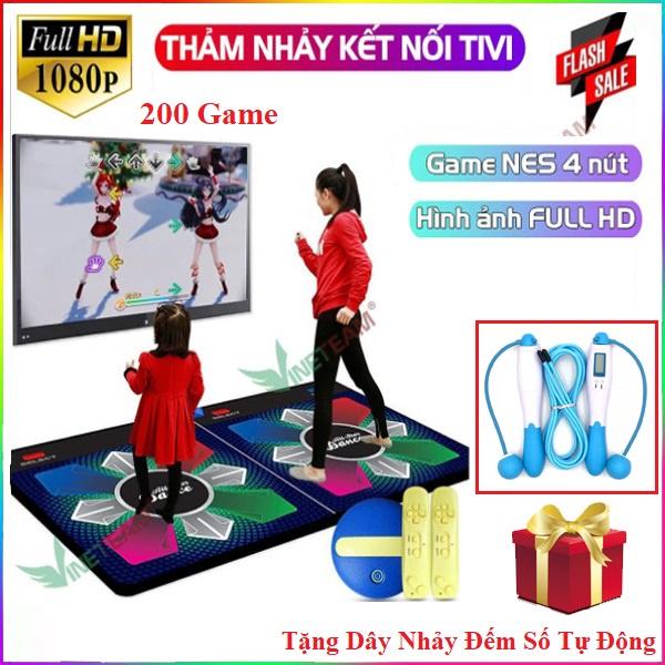 Tặng Dây Nhảy Đếm Số Điện Tử Thảm nhảy Smart Tại Nhà, thảm chơi game sẵn 200 trò trí tuệ, cổng AV, kết nối không dây