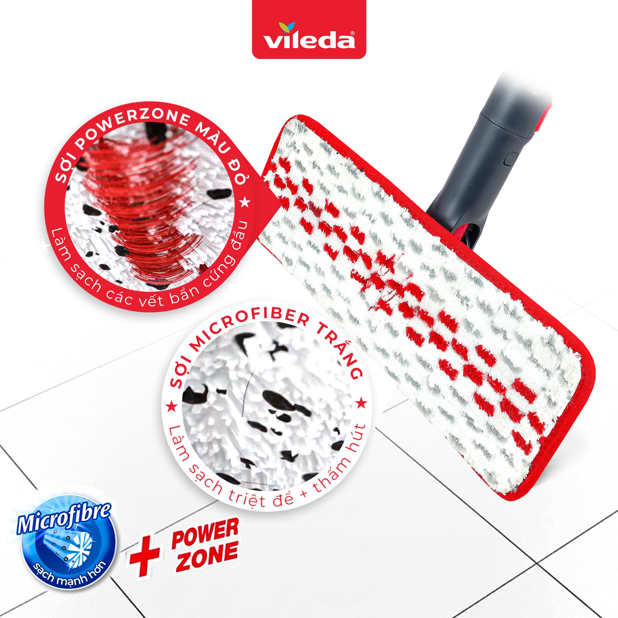 Bông lau cây lau nhà VILEDA UltraMax Easy Twist công nghệ sợi siêu nhỏ, tái sử dụng nhiều lần