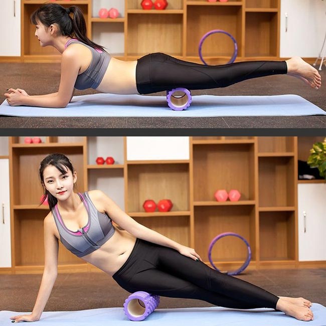 Con lăn massage foam roller tập yoga ống giãn cơ hỗ trợ tập gym yoga