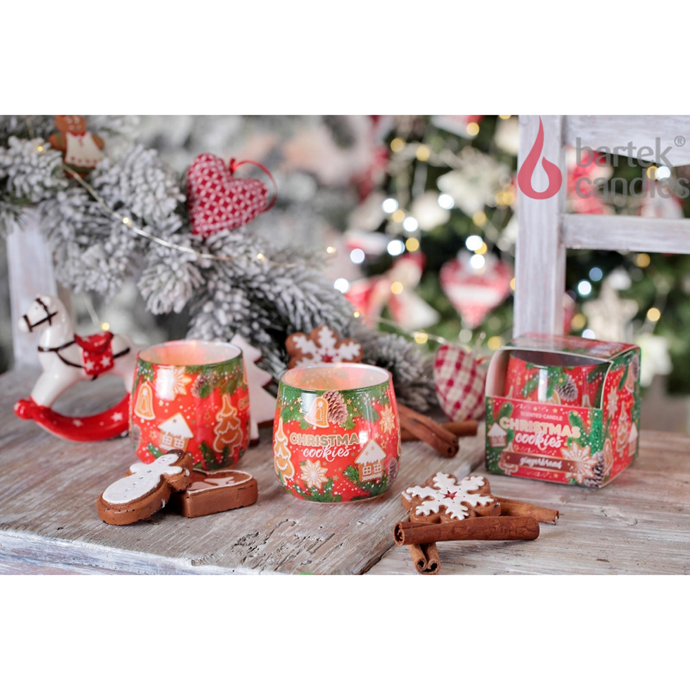 Ly nến thơm tinh dầu Bartek Christmas Cookies 100g QT7522 - bánh gừng, cam, quế (giao mẫu ngẫu nhiên)