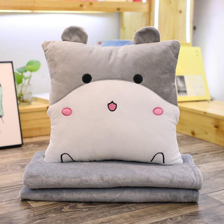 Gối bông kèm mền heo mèo chó đáng yêu PA9291