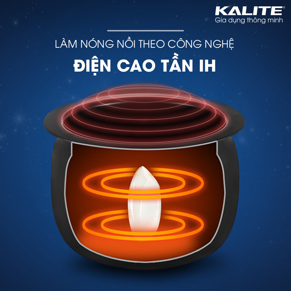 Nồi cao tần vũ trụ Kalite Galaxy, chiên xào đa năng, dung tích 6L, công suất 2000W, chế độ đảo tự động, nấu chậm chân không, nấu cơm, bảng điều khiển tiếng Việt, hàng chính hãng