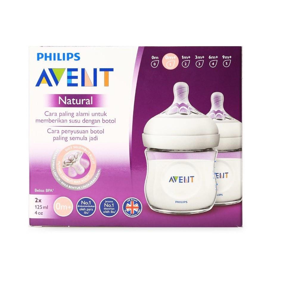 Bộ 2 bình sữa Phillip Avent - Natural bằng nhựa không có BPA 125ml