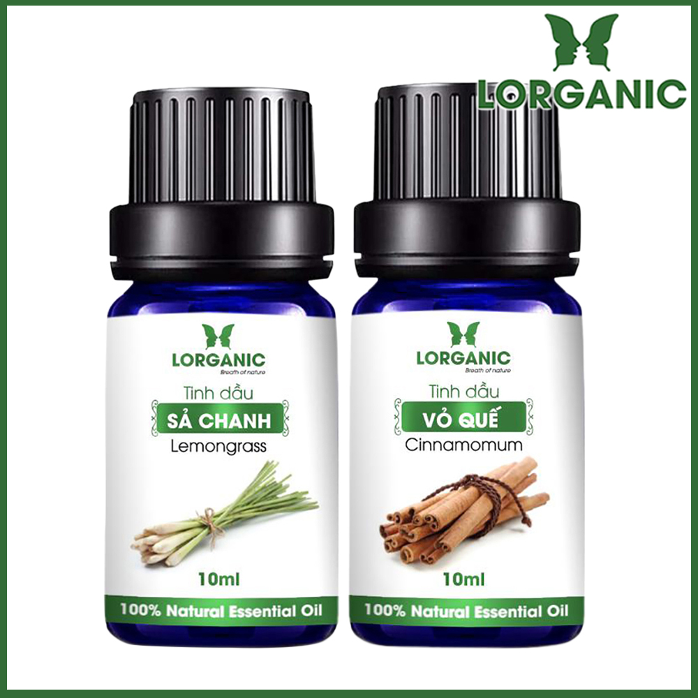 Combo Tinh Dầu Quế Lorganic + Sả Chanh Lorganic (10ml / Chai)