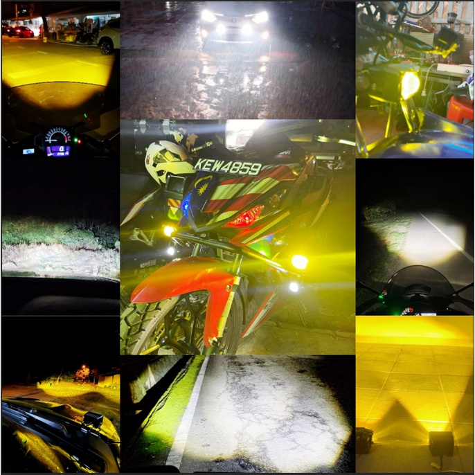 Đèn trợ sáng xe máy ô tô bi cầu F20XP 2 màu cốt vàng pha trắng 60w siêu sáng dành cho khách víp
