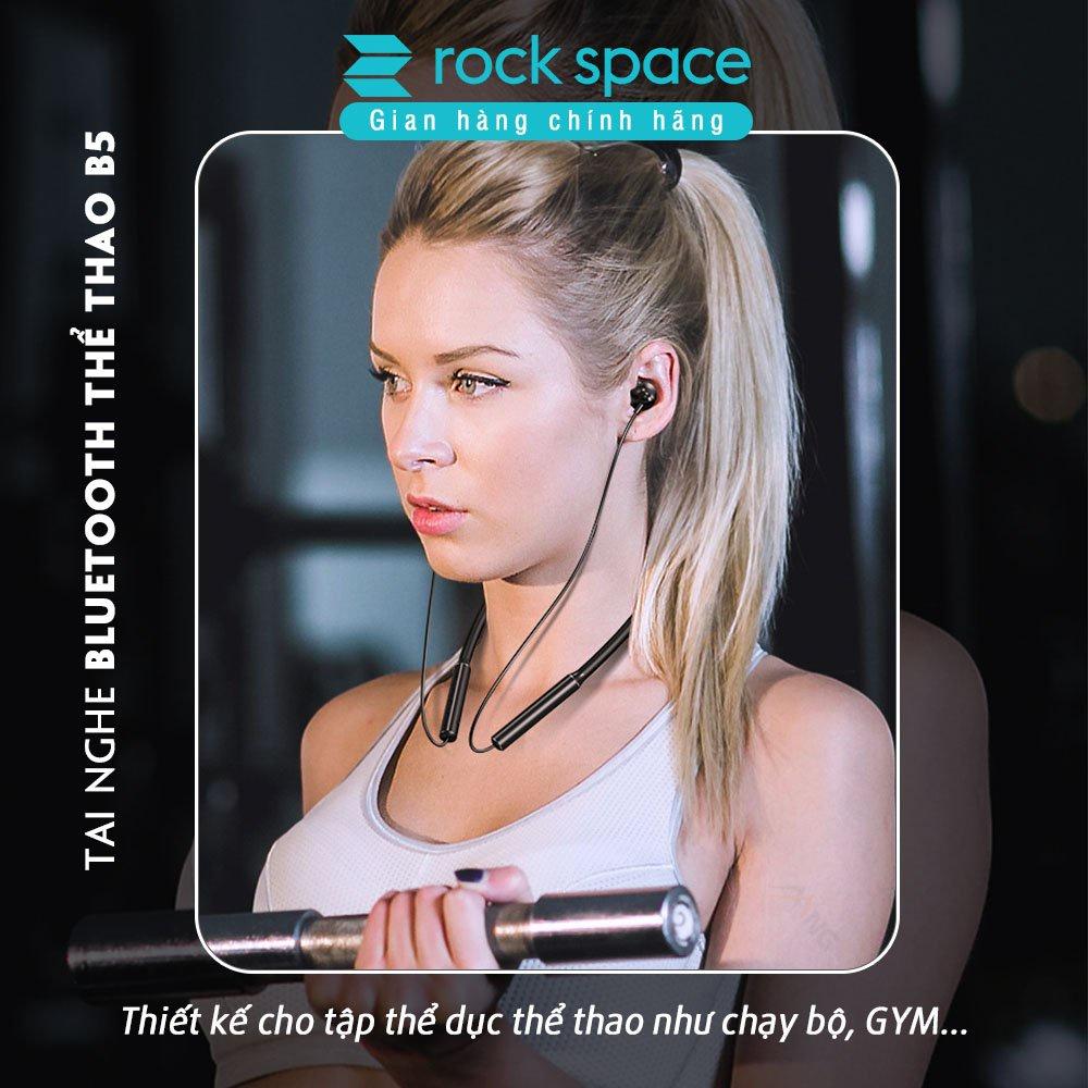 Tai nghe bluetooth không dây thể thao Rockspace B5 dành cho chạy bộ, tập GYM, thiết kế nhét tai, có micro, Pin 10 tiếng - Hàng chính hãng
