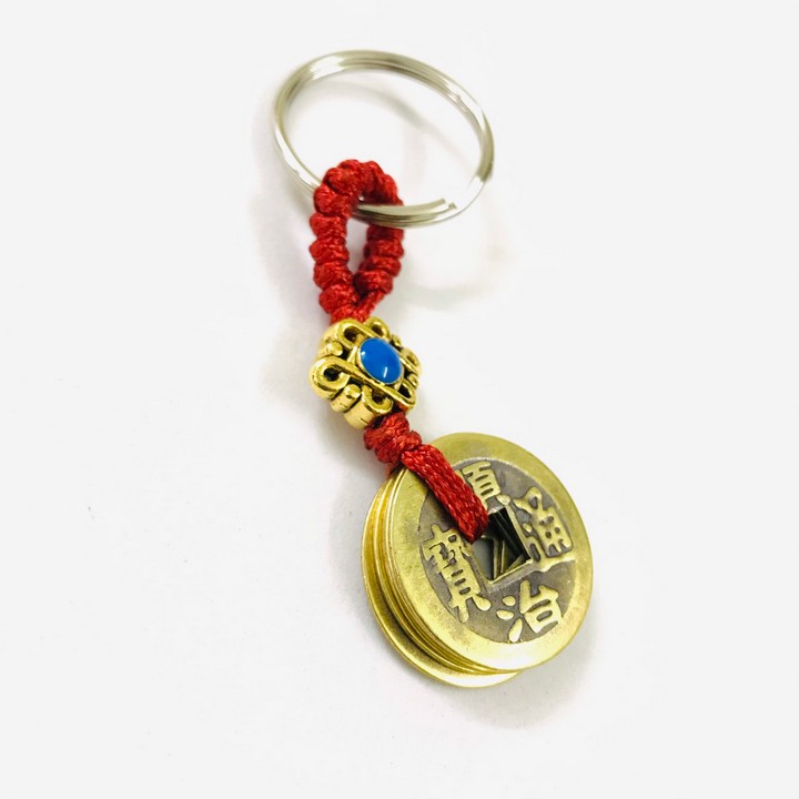 Móc Khóa Xu Ngũ Đế dùng để treo vào chìa khóa, mang theo bên người, làm quà tặng ý nghĩa, kích thước 7.3cm, màu đồng - TMT Collection - SP005226