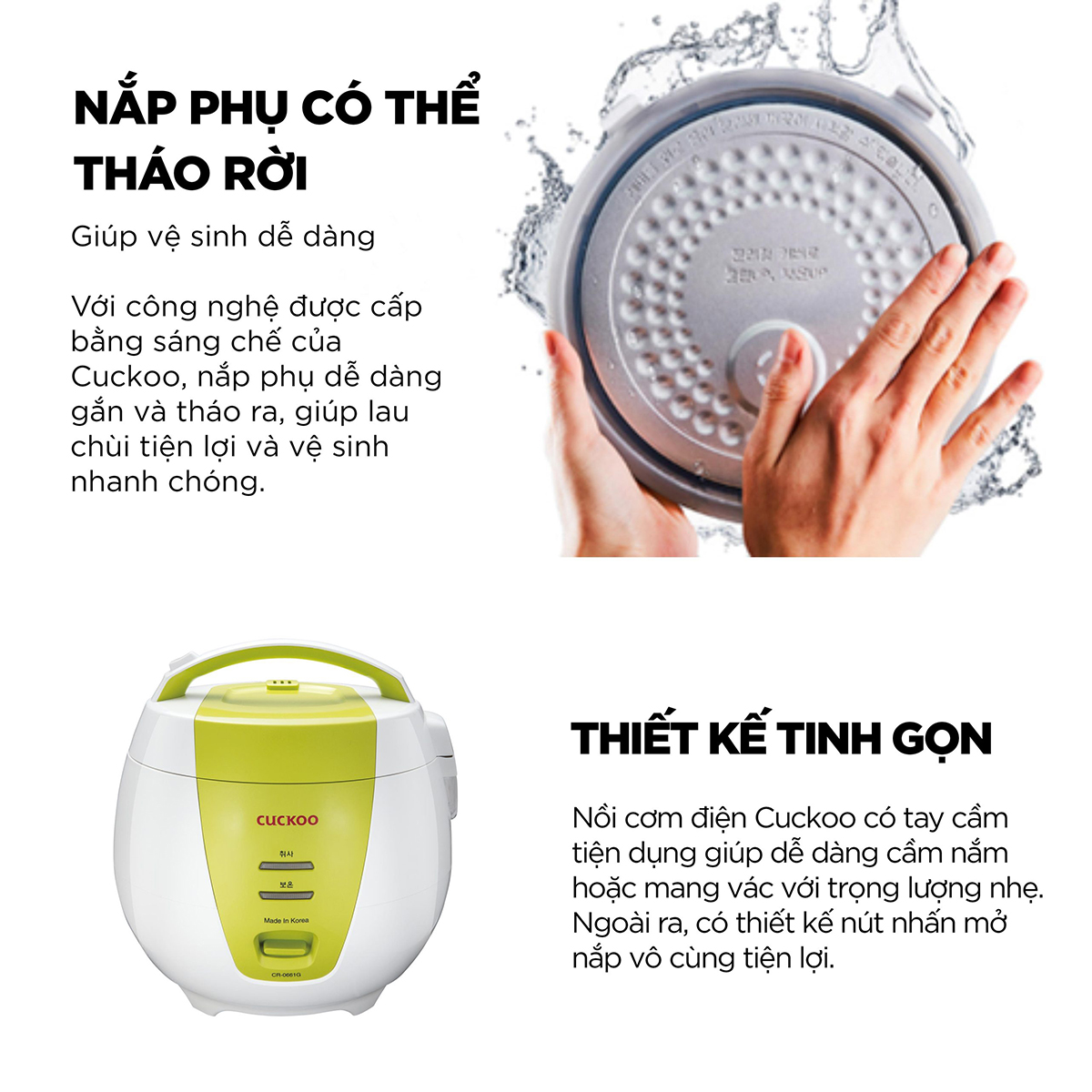 Nồi Cơm Điện Nắp Gài Cuckoo CR- 0661 màu xanh - 1L - Hàng Chính Hãng