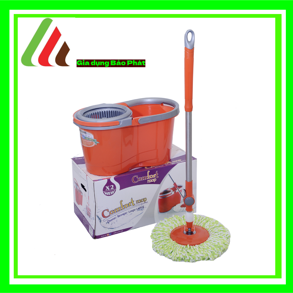 Bộ lau nhà megahome Comfort Mop X2 xô 15L lồng xoay inox mạnh mẽ với cây lau xoay 360 tự vắt đa năng siêu tiện lợi