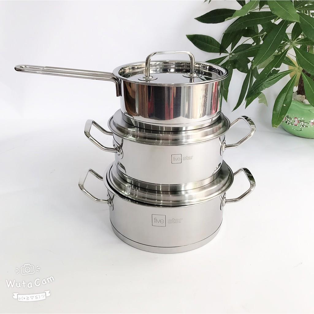 Bộ nồi Fivestar FS-B3021 Standard 3 đáy bếp từ 3 món nắp inox (1 quánh 16 x 1 nồi 18cm x 1 nồi 20cm )