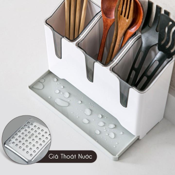 Kệ đũa thìa nhà bếp ống đựng đũa hộp đũa 3 ngăn Hàng chính hãng