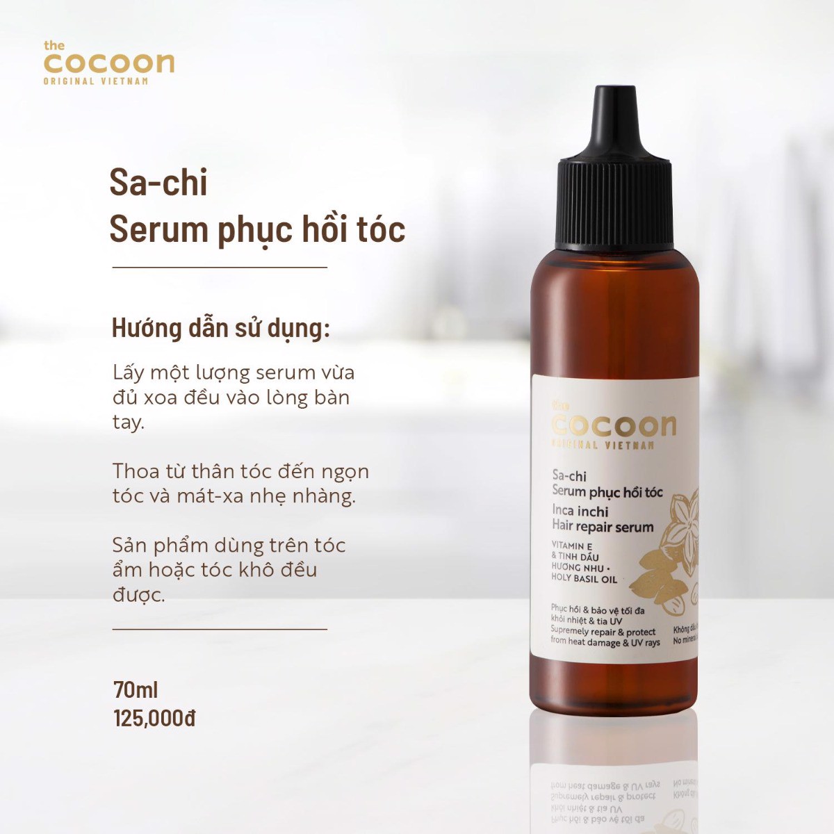 Tinh Chất Phục Hồi Tóc Tinh Dầu Sachi The Cocoon Inca Inchi Hair Repair Serum