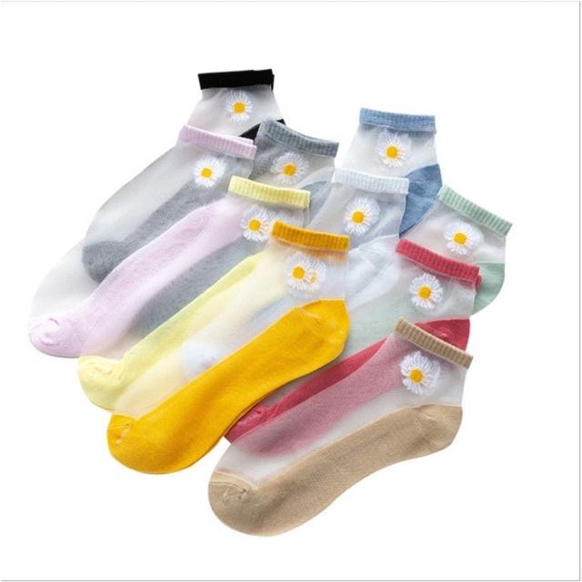 Túi 10 Đôi Tất Nữ Ren Lưới Hoa Cúc