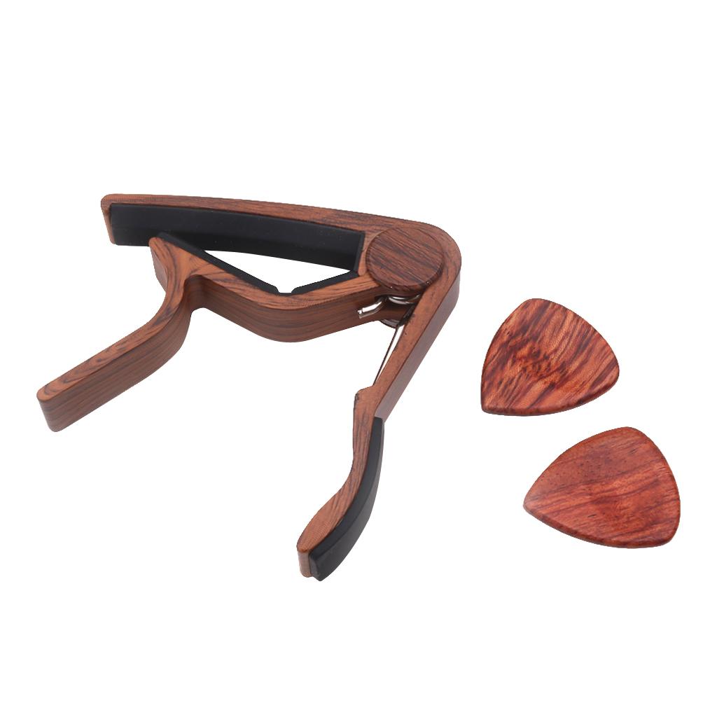 Quick Release Guitar Capo Key Clamp Trigger with 2pcs Picks Plectrums Set