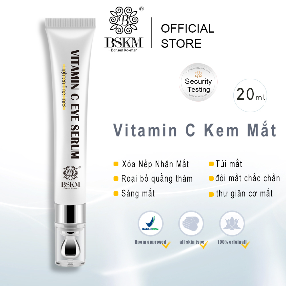 BSKM Vitamin C Serum Mắt Giảm Quầng Thâm Giảm Nếp Nhăn Mắt Với Đầu Massage Nâng Tông Màu Da Serum 20Ml