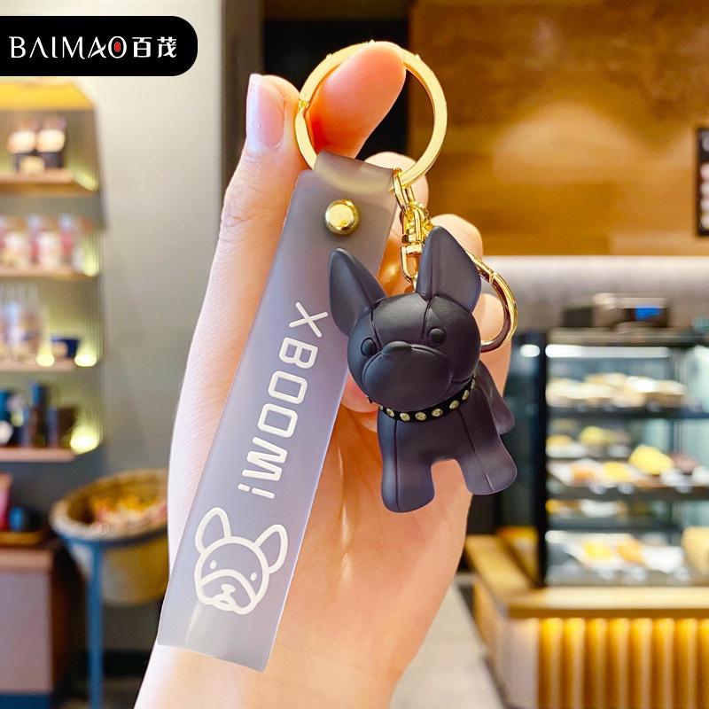 Móc Khóa Bulldog nhựa pha lê phong cách Hàn Quốc,móc khóa cute, móc treo ba lô túi xách