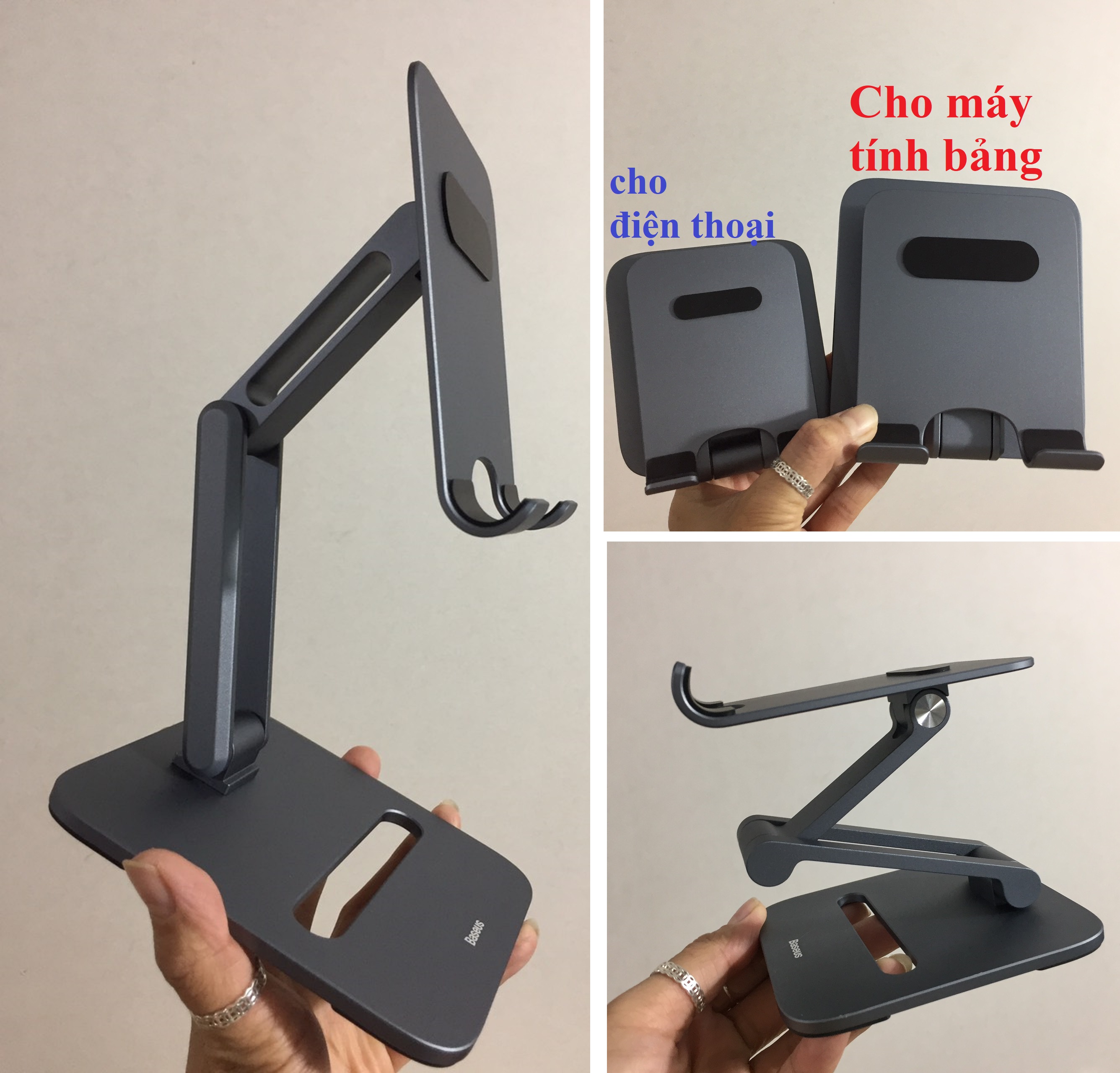 Giá đỡ điện thoại máy tính bảng hợp kim nhôm để bàn dạng xếp Baseus Biaxial Foldable Metal Stand _  Hàng chính hãng