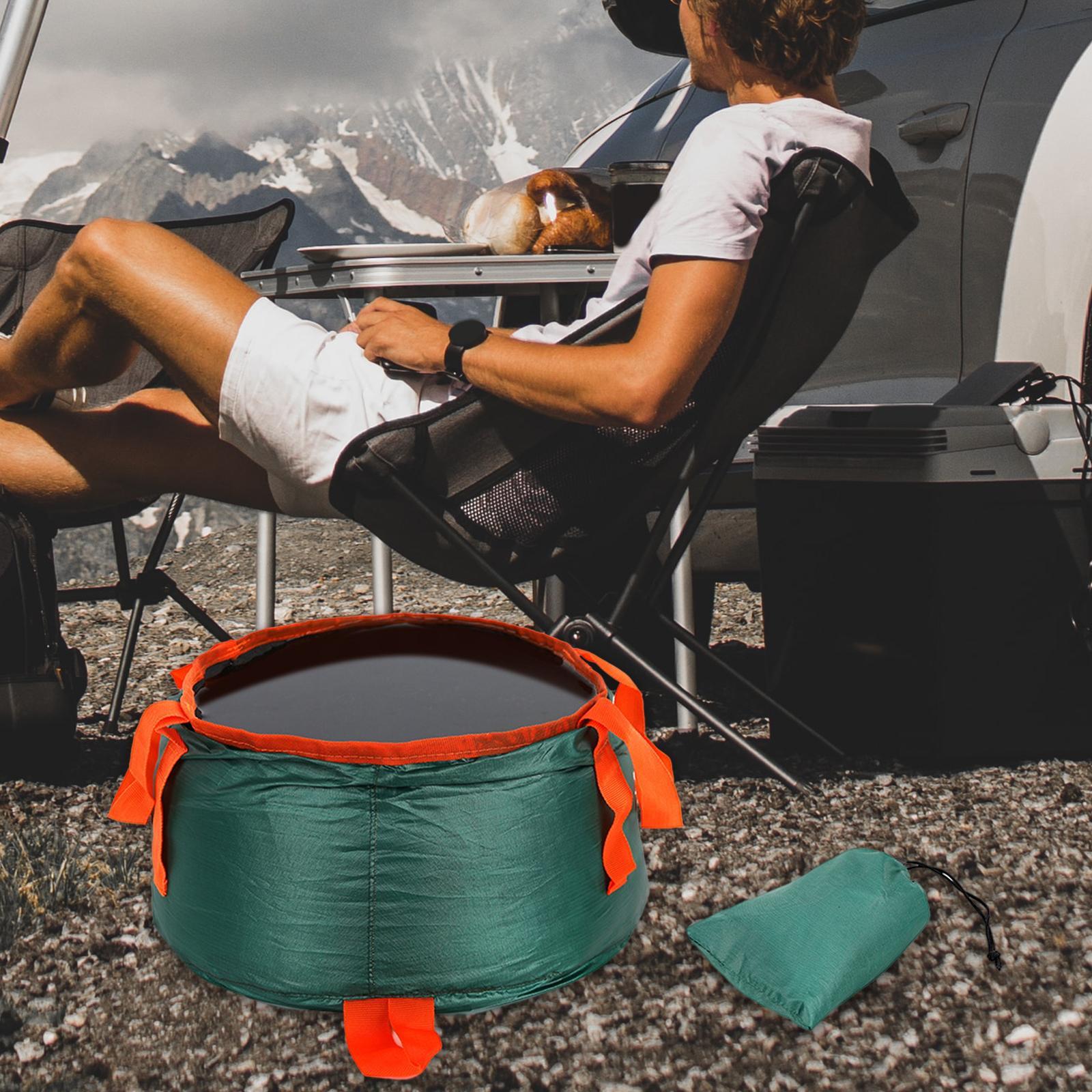 Collapsible Bucket Foldable for Camping with Bag Wash Basin Dark Green