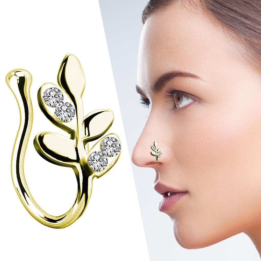 2x Crystal Fake Nose Rings 18G Faux Fake Lip Ear Nose Septum Ring 18 Gauge