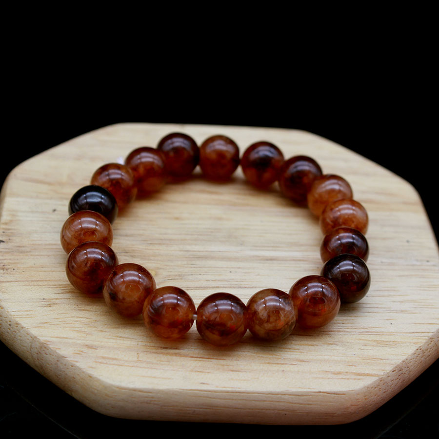 Lắc tay nữ phong thủy Bạc Hiểu Minh ltu364 đá màu nâu